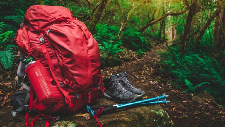 Camping supplies on a rock